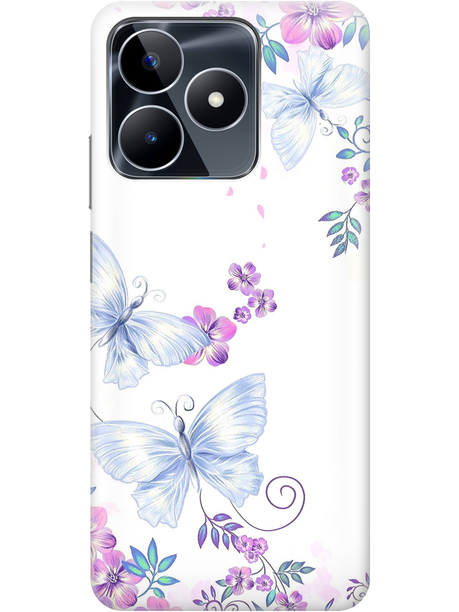 

Силиконовый чехол на Realme C53 / C51 с рисунком "Бабочки и фиалки" прозрачный, Белый;фиолетовый, 20000089