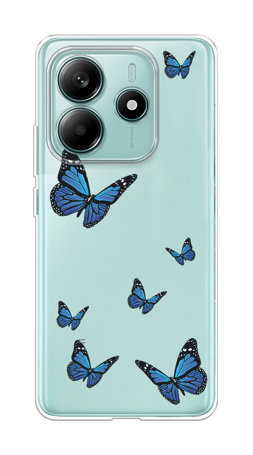 

Чехол на Xiaomi Redmi Note 14 4G "Blue butterflies", Синий;черный, 324150-1