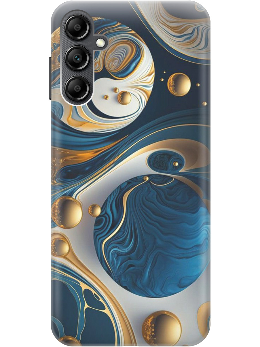 

Силиконовый чехол на Samsung Galaxy A14 с рисунком "Сине-золотые фигуры" прозрачный, Желтый;синий, 20001144