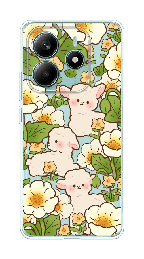 

Чехол на Xiaomi Redmi Note 14 4G "Овечки в цветах", Зеленый;бежевый, 324150-1