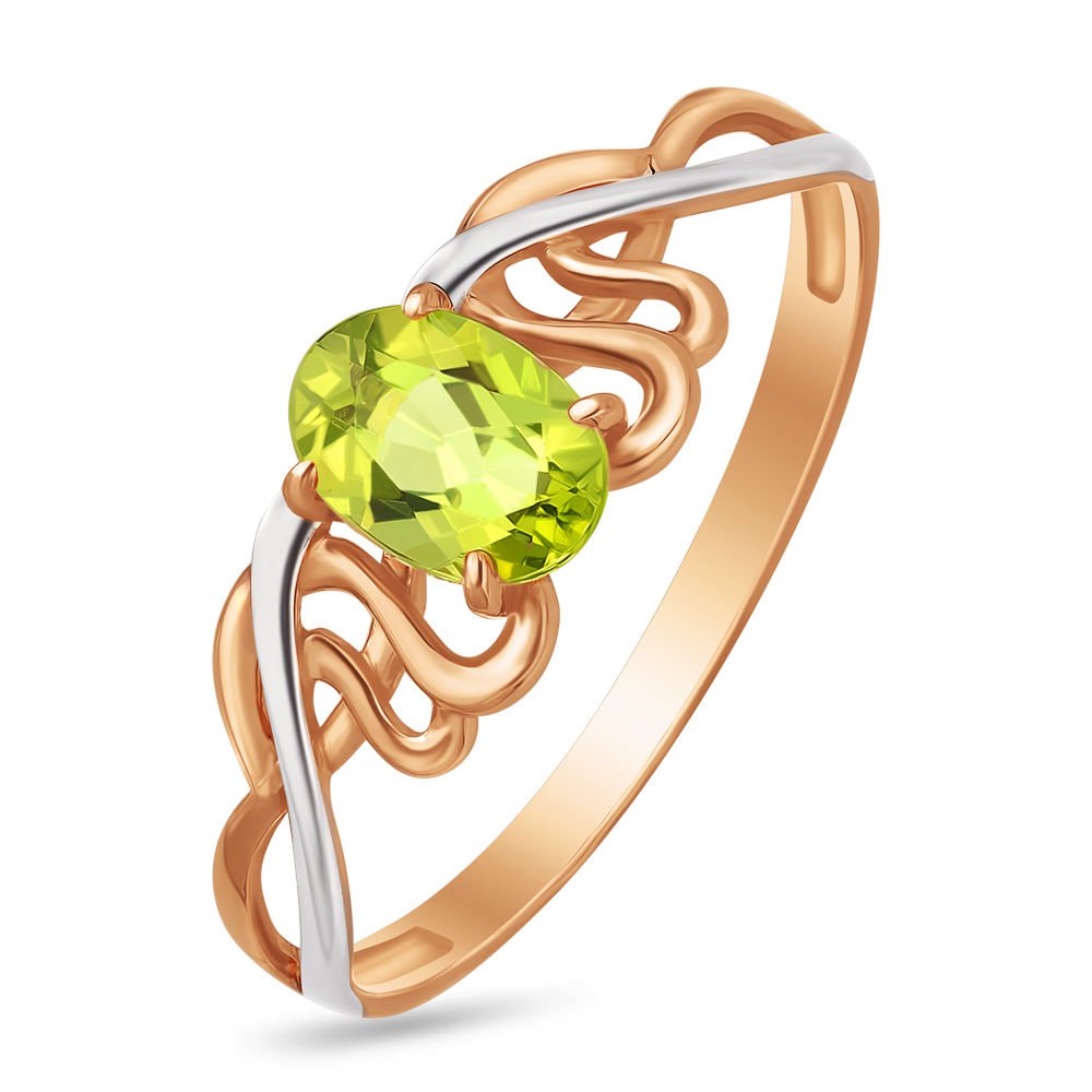 

Кольцо женское из красного золота с хризолитом 585Gold 201007997, р. 19,5, 201007997