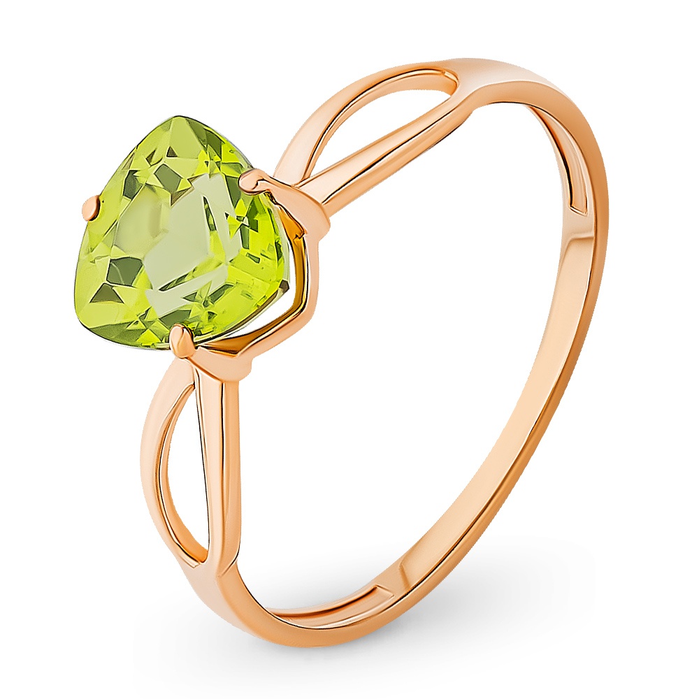 

Кольцо женское из красного золота с хризолитом 585Gold 299000079, р, 299000079