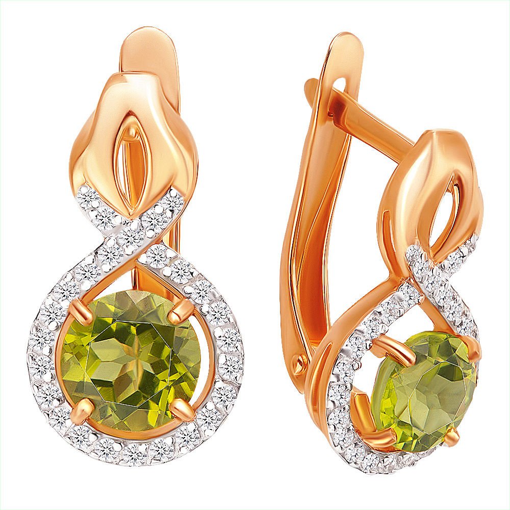 

Серьги из красного золота с хризолитом 585Gold 202005638, 202005638