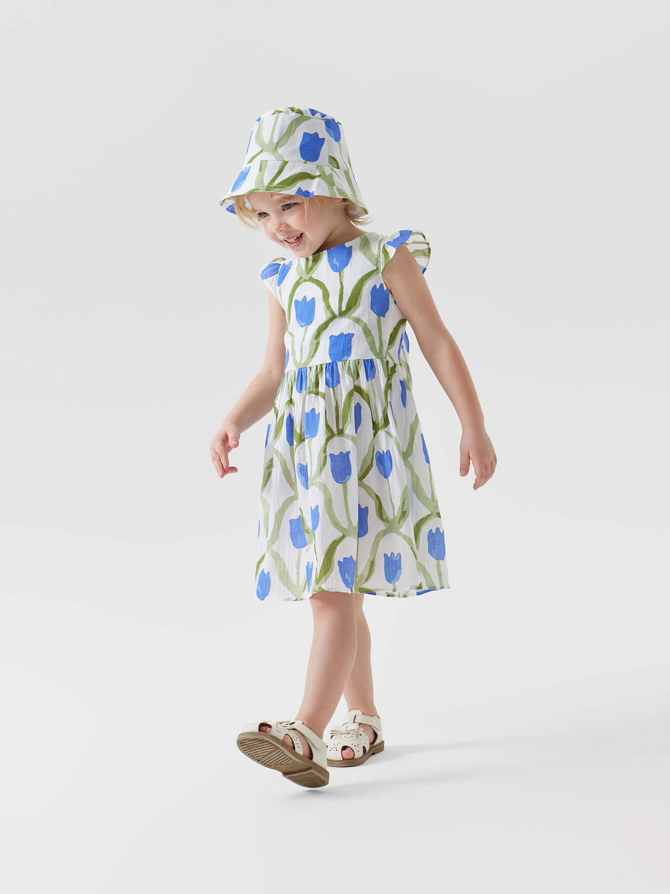 

Платье детское Happy Baby 88158, blue-flower, 110, Синий;белый;зеленый, 88158