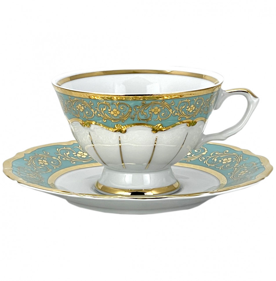 фото Набор чайных пар 200 мл 6 шт bavarian porcelain "мария-тереза бирюза" 272642