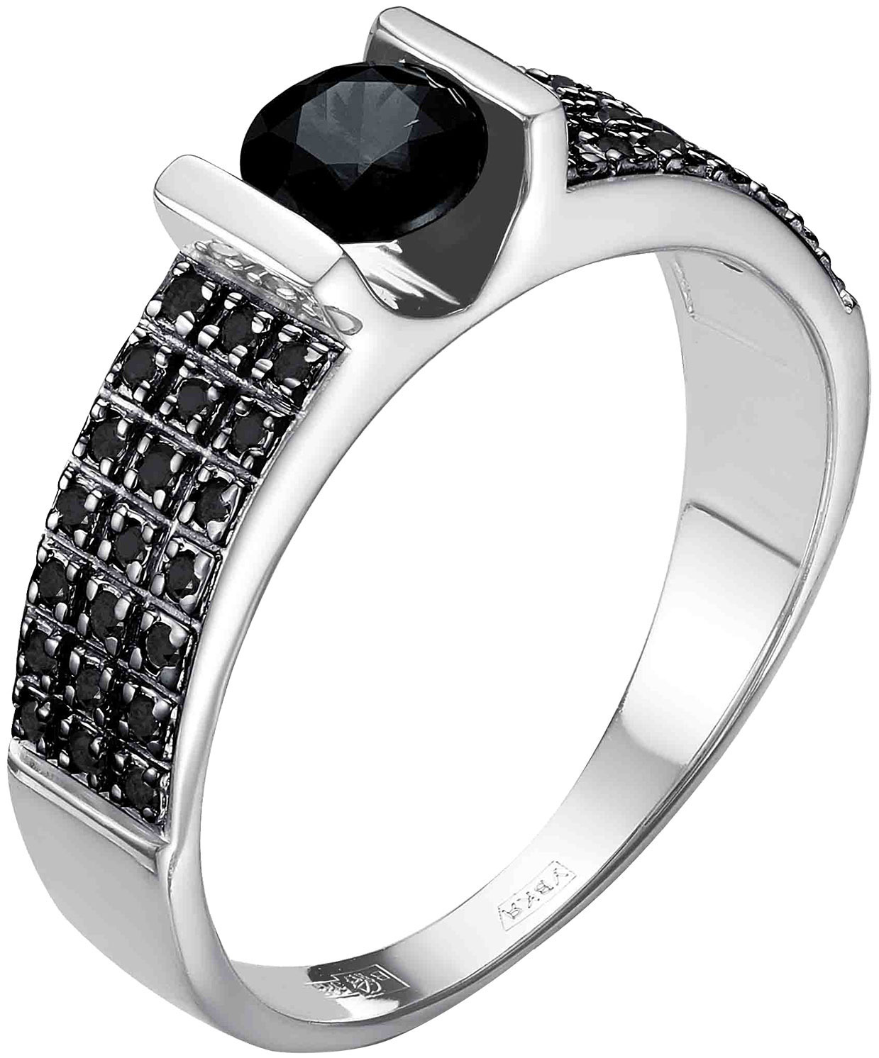 

Кольцо из белого золота с черными бриллиантами р. 17 Vesna jewelry 1488-256-02-00_17, 1488-256-02-00_17