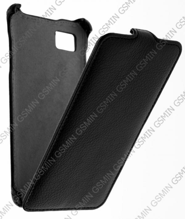 фото Кожаный чехол для lenovo k910 vibe z gecko case (черный)