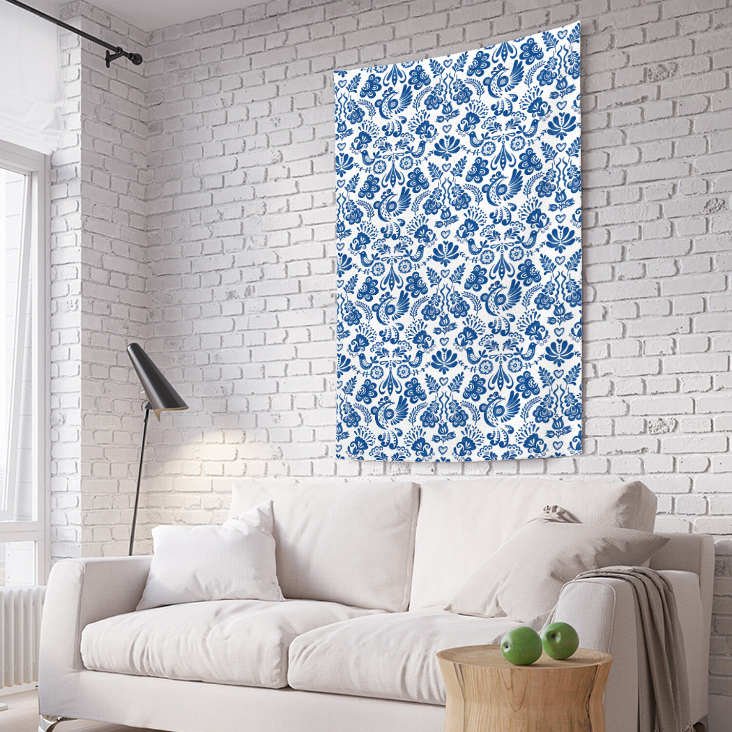 

Вертикальное фотопанно на стену JoyArty "Птицы из гжели" из ткани 150х200 см, Птицы из гжели