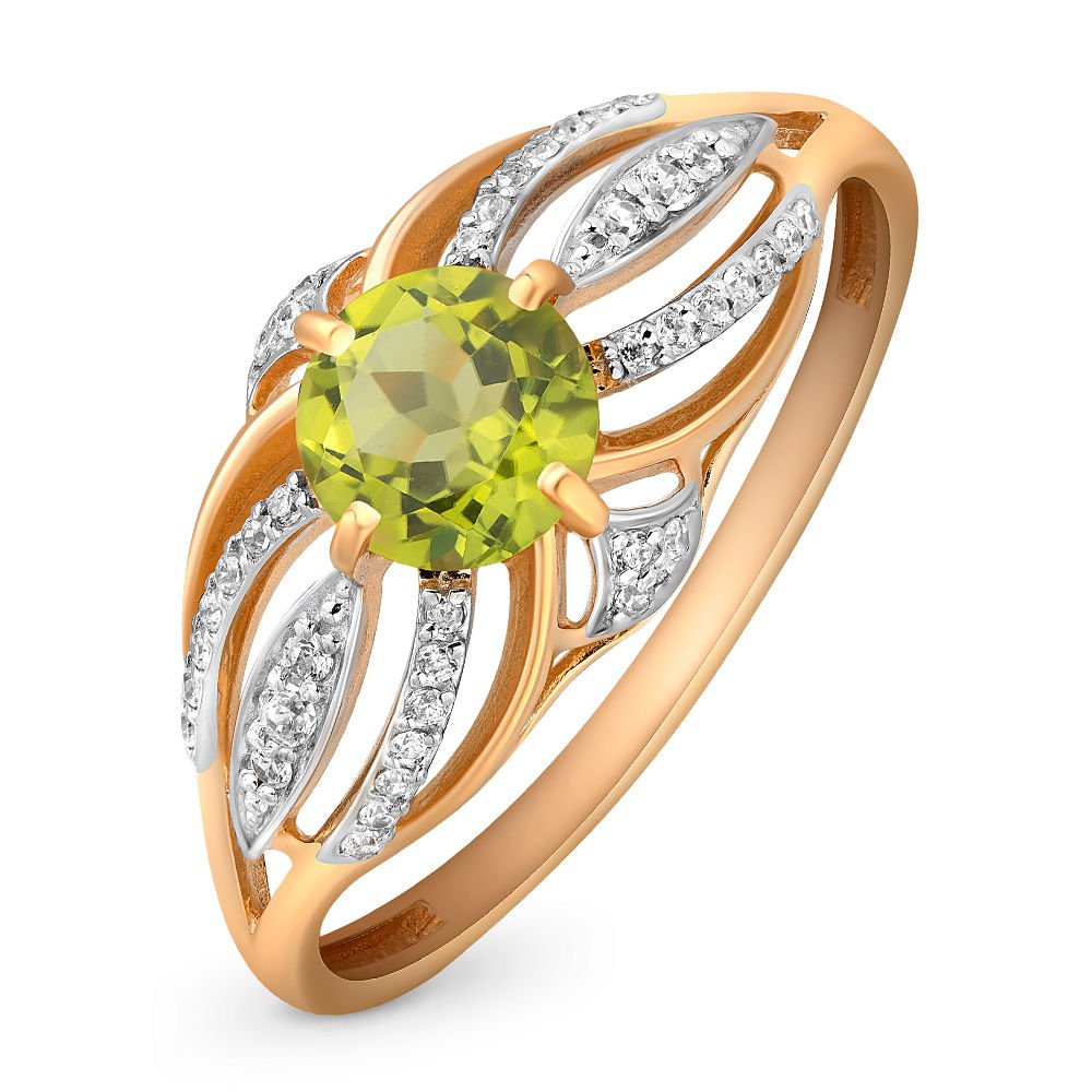 

Кольцо из золота р. , 585Gold 201007960, хризолит\фианит, 201007960