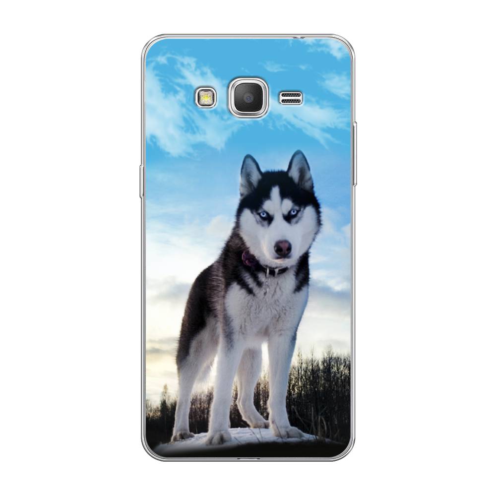 

Чехол Awog на Samsung Galaxy Grand Prime / Самсунг Grand Prime "Хаски 3", Белый;черный;голубой, 21950-2