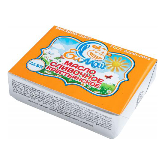 

Сливочное масло Елмай Крестьянское 72,5% БЗМЖ 180 г