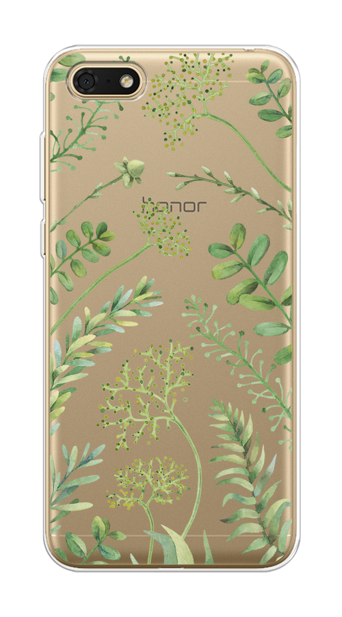 

Чехол на Huawei Y5 Prime 2018/Y5 2018 "Green Leaves", Зеленый;прозрачный, 66350-1