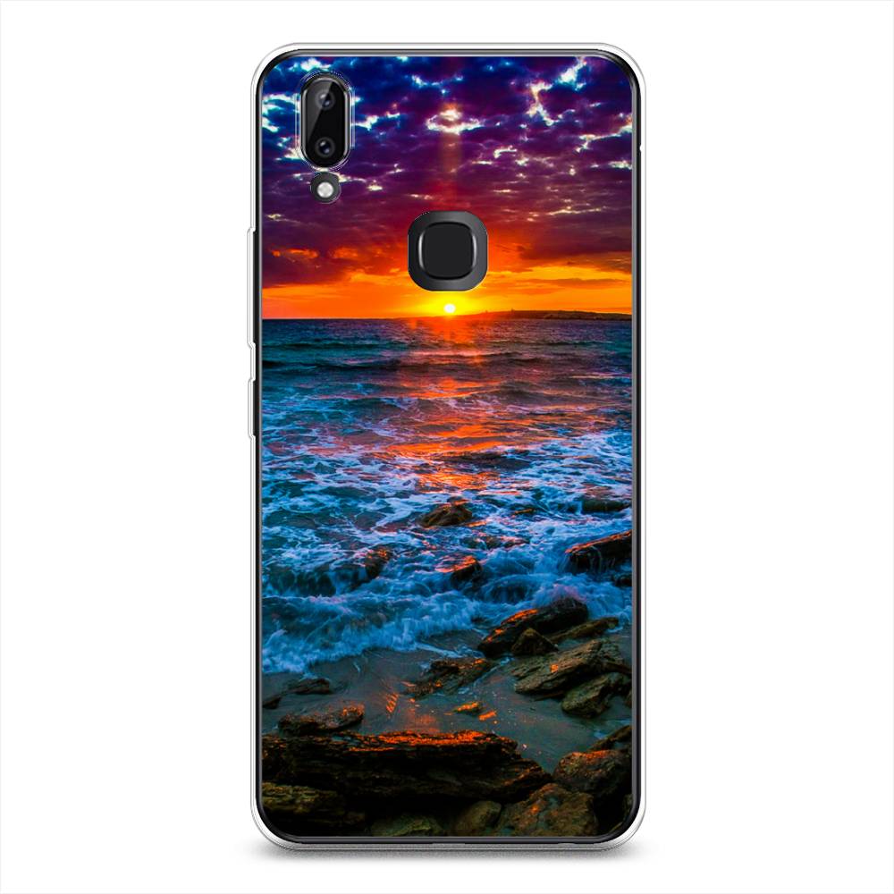 

Чехол на Vivo Y85 "Закат 1", Оранжевый;синий, 260350-2