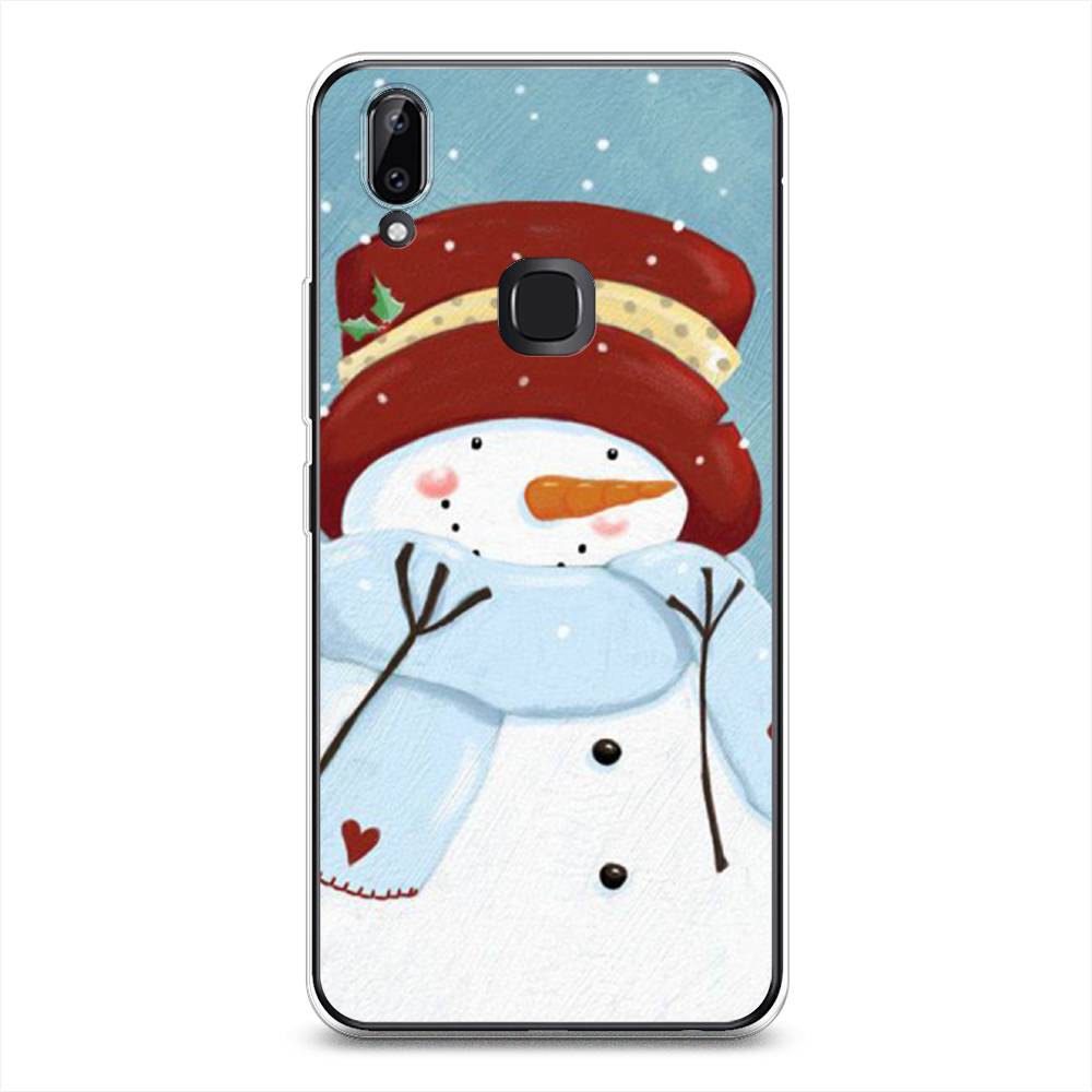 

Чехол для Vivo Y85/V9 "Застенчивый снеговик", Голубой;белый;красный, 260350-5