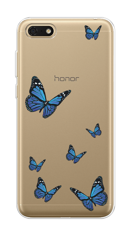 

Чехол на Huawei Y5 Prime 2018/Y5 2018 "Blue butterflies", Синий;черный, 66350-1