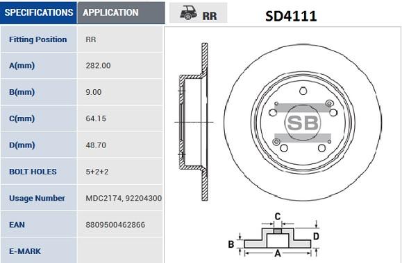 

Диск тормозной SANGSIN SD4111, SD4111
