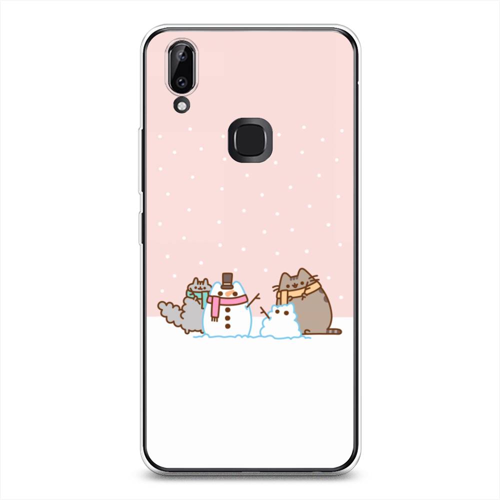 

Чехол для Vivo Y85/V9 "Котики в снегу", Розовый;белый;серый, 260350-5