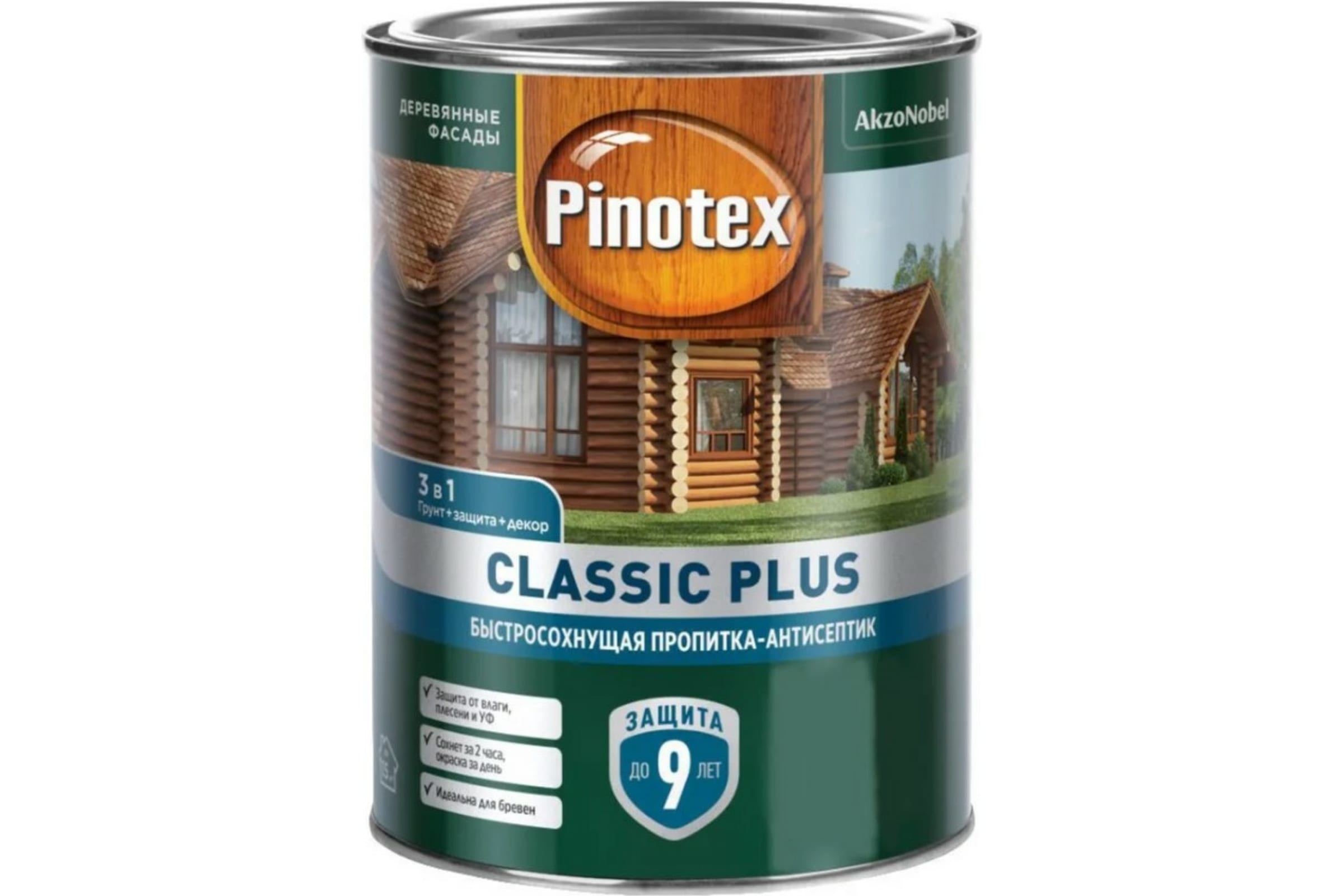 Pinotex CLASSIC PLUS пропитка-антисептик быстросохнущая 3 в 1, сосна 0,9 л 5479954 антисептик pinotex classic декоративный для дерева сосна 1 л