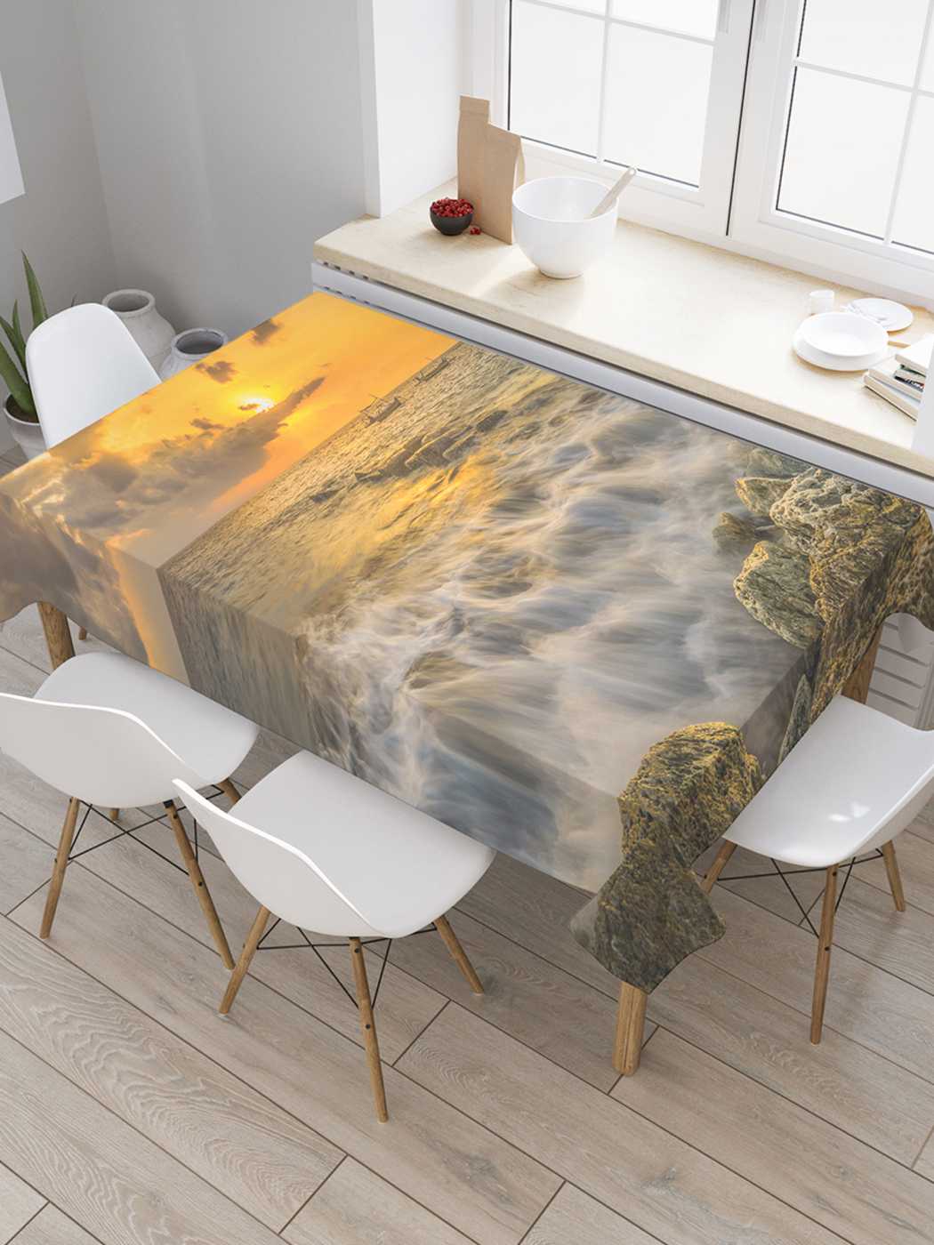 

Скатерть прямоугольная JoyArty "Береговая опасность" из оксфорда, 120x145 см, Оранжевый, Береговая опасность