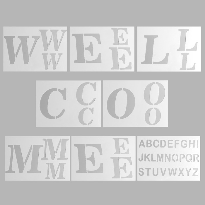 

Трафарет пластик "Добро пожаловать. Алфавит" набор 8 шт 17,8х20,3 см, Белый