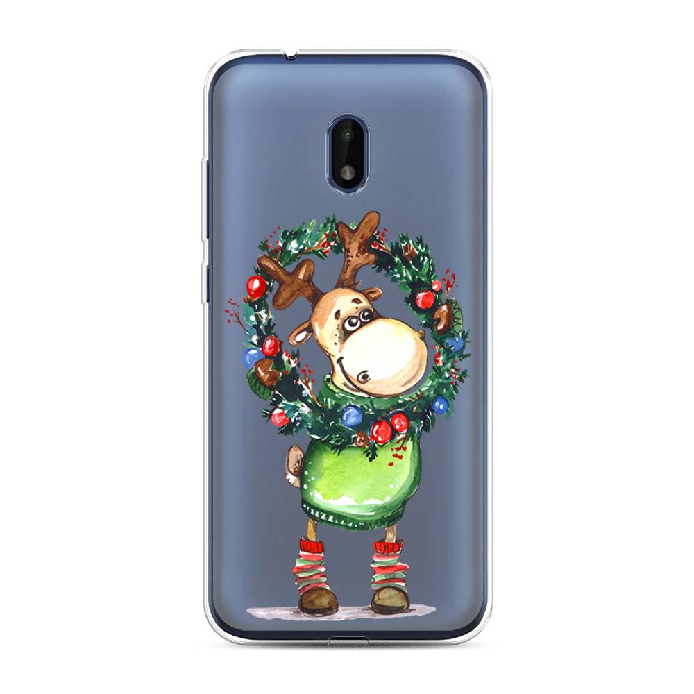 

Чехол на Nokia C1 Plus "Олень с новогодним венком", 124650-4