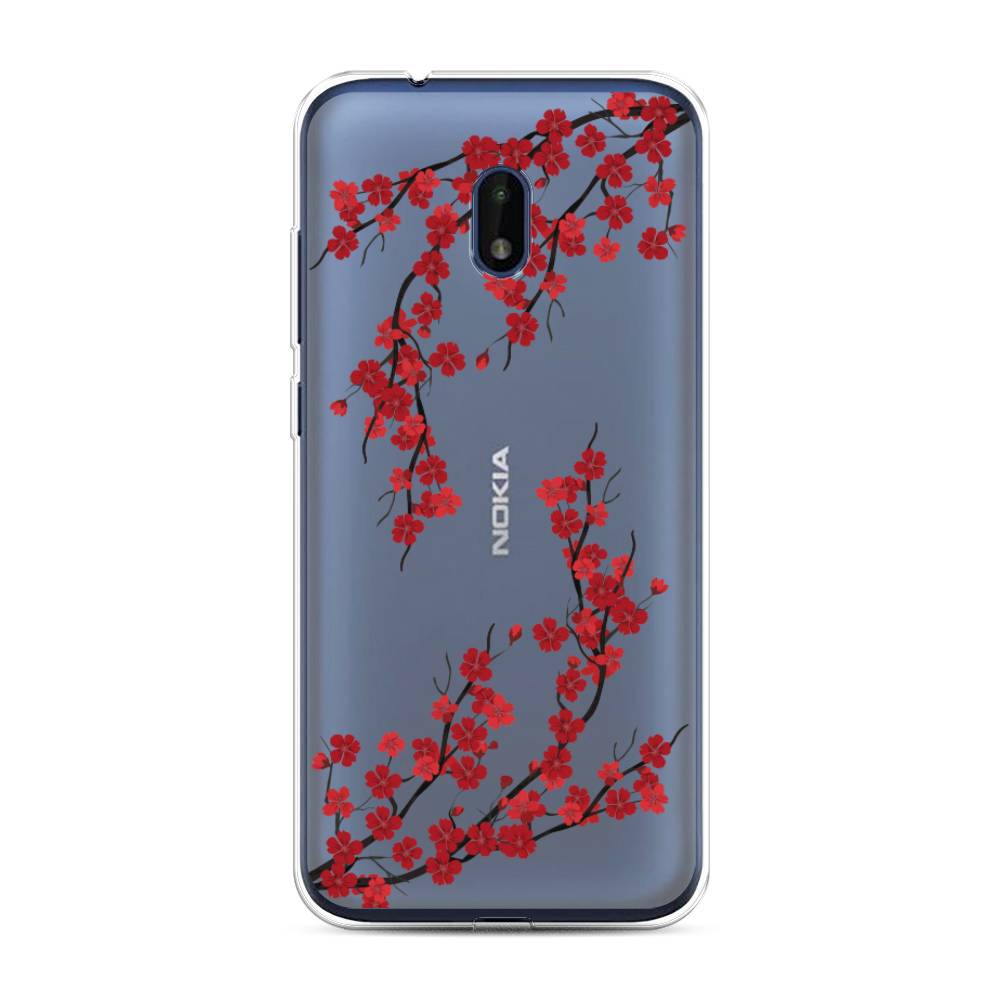 

Чехол на Nokia C1 Plus "Красная сакура", Красный;черный, 124650-2