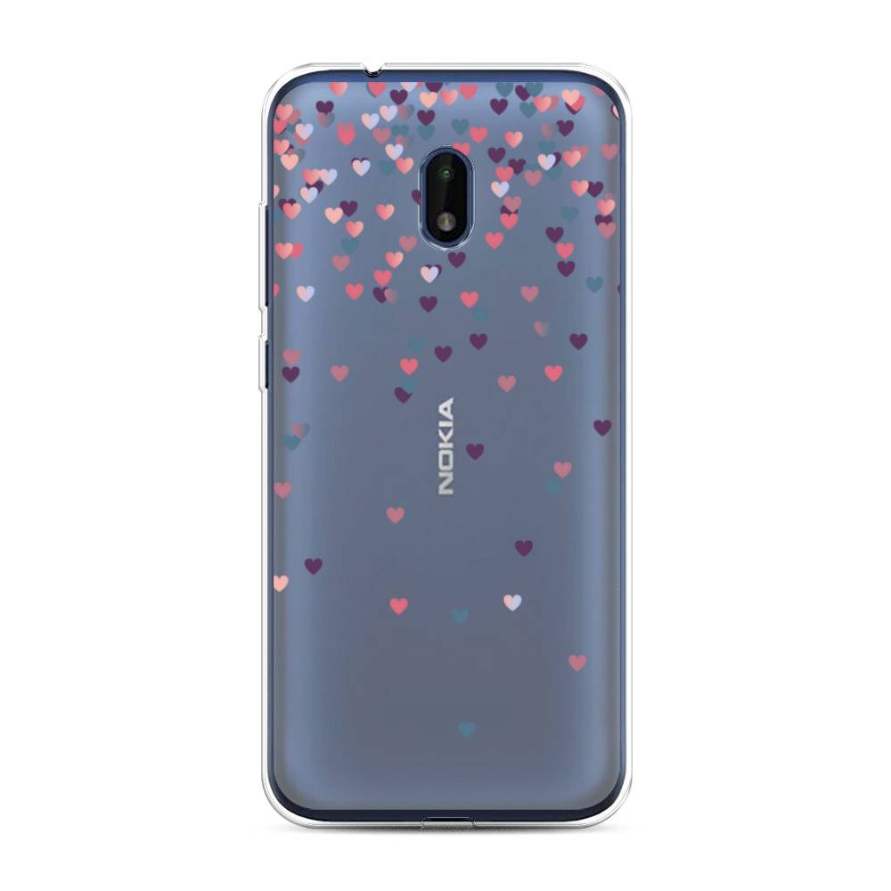 

Чехол на Nokia C1 Plus "Посыпка сердечки", Розовый;фиолетовый, 124650-3