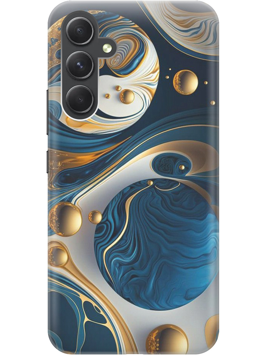 

Силиконовый чехол на Samsung Galaxy A54 5G с рисунком "Сине-золотые фигуры" прозрачный, Желтый;синий, 20001381