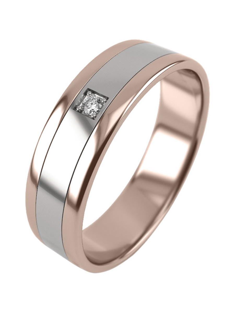 Золотое обручальное парное кольцо Graf Кольцов r-1-1br/BK С бриллиантом