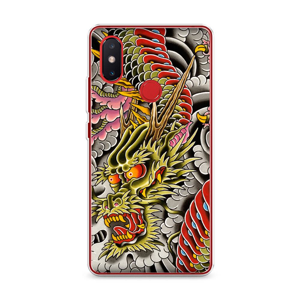 

Чехол на Xiaomi Mi 8 SE "Японский дракон", Желтый;розовый;красный, 33750-4