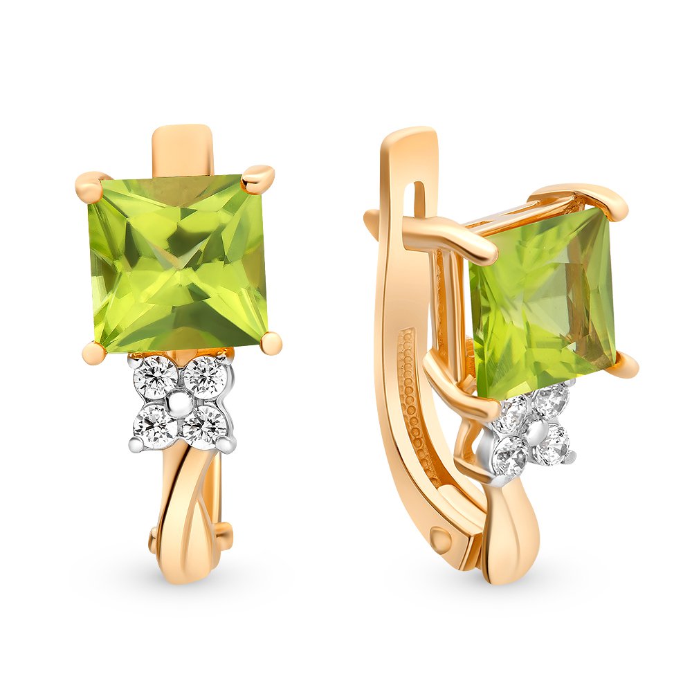

Серьги из красного золота с хризолитом, фианитом 585Gold 202005935, 202005935