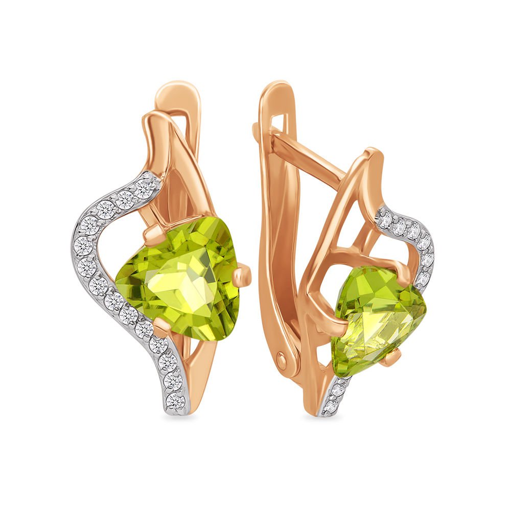 

Серьги из красного золота с хризолитом, фианитом 585Gold 202006177, 202006177