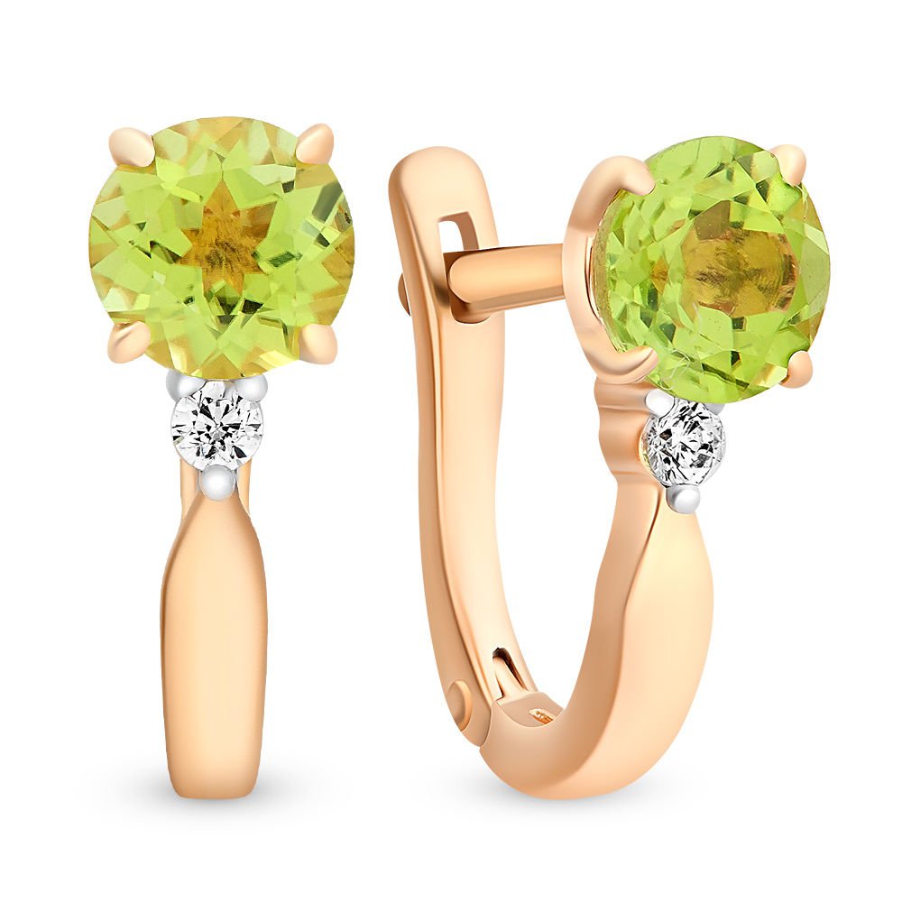 

Серьги из красного золота с хризолитом, фианитом 585Gold 202005921, 202005921