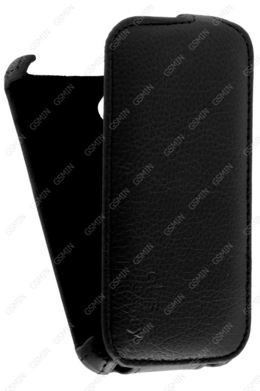 фото Кожаный чехол для micromax bolt d303 aksberry protective flip case (черный)