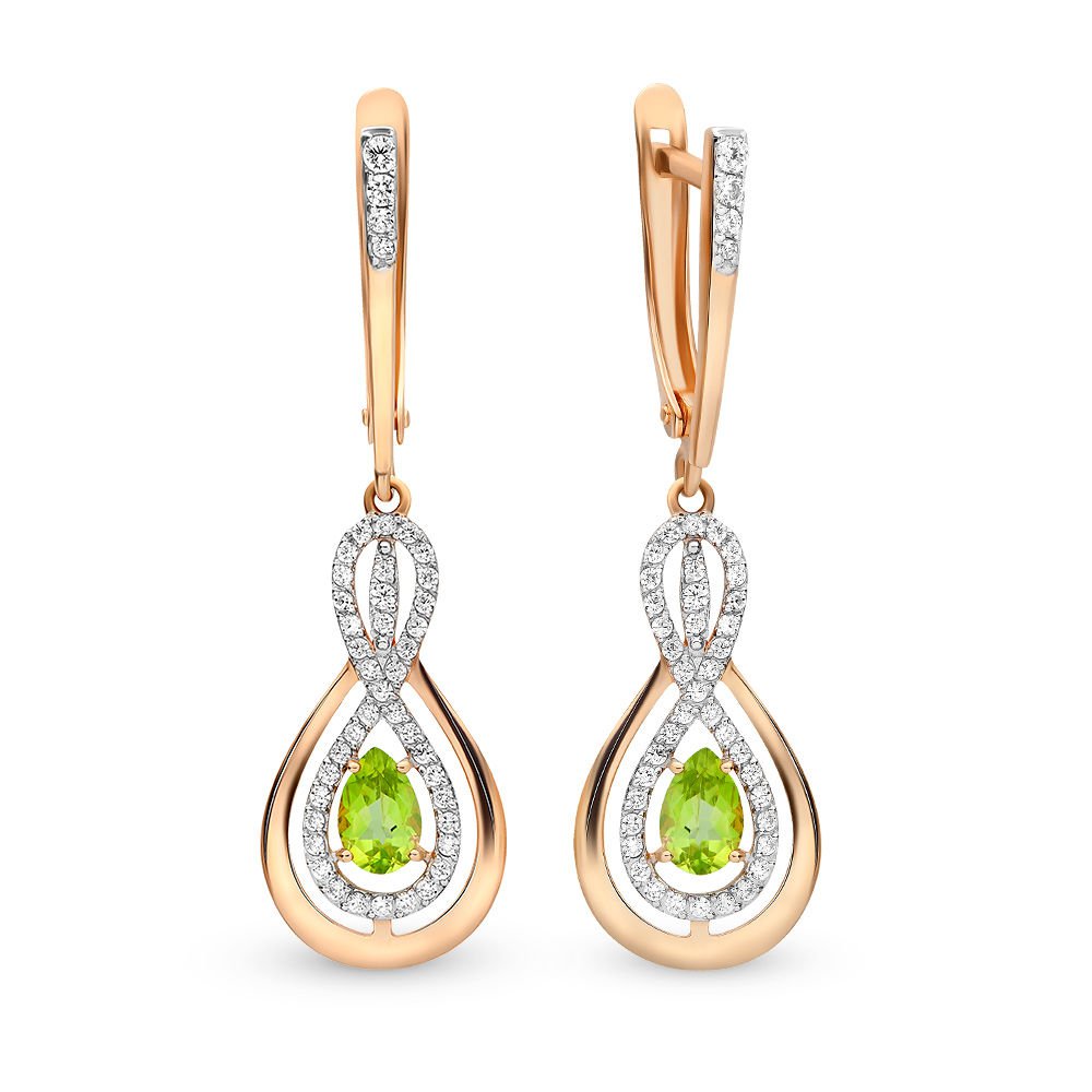

Серьги из красного золота с хризолитом, фианитом 585Gold 202006078, 202006078