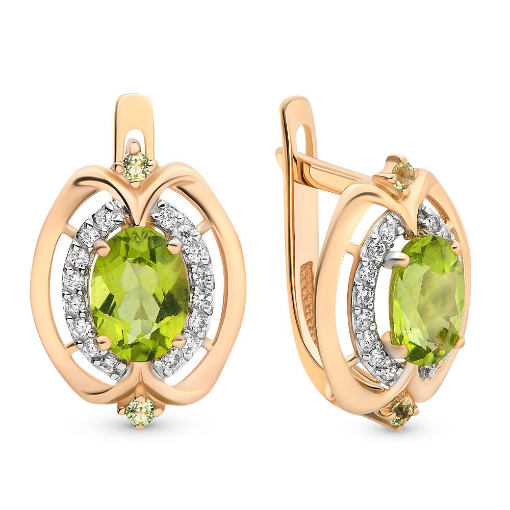 

Серьги из красного золота с хризолитом, фианитом 585Gold 202006136, 202006136
