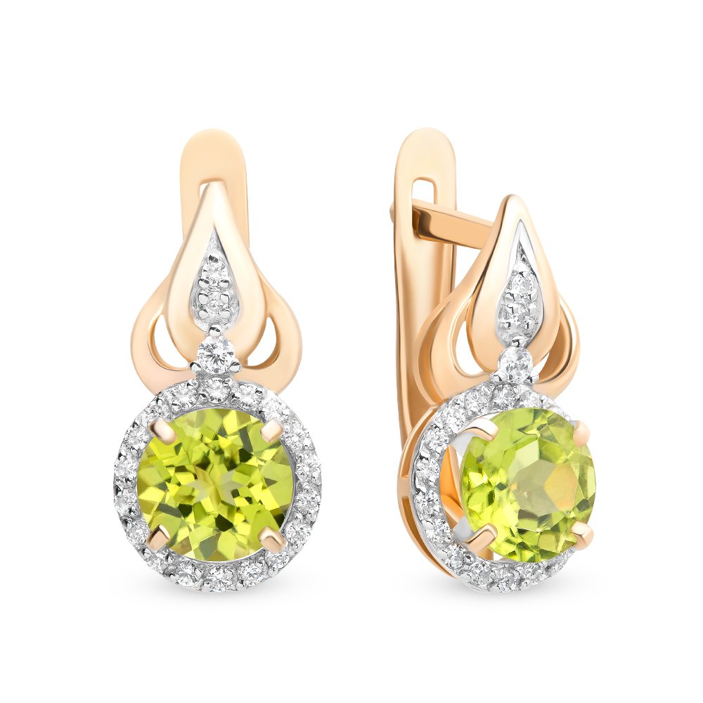 

Серьги из красного золота с хризолитом, фианитом 585Gold 202006137, 202006137