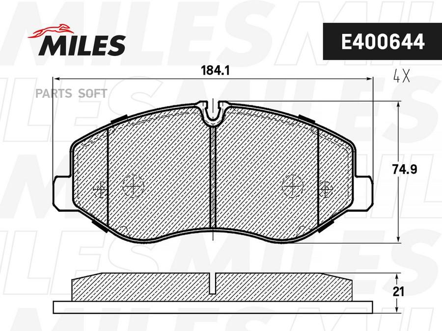 

Колодки Тормозные Mercedes V-Class (W447) 14- Передние Lowmetallic Miles E400644