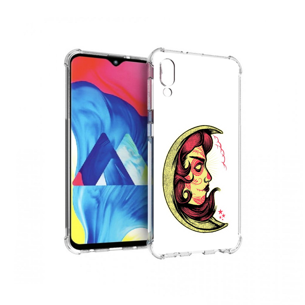 

Чехол MyPads Tocco для Samsung Galaxy M10 желтый полумесяц с лицом девушки, Прозрачный, Tocco