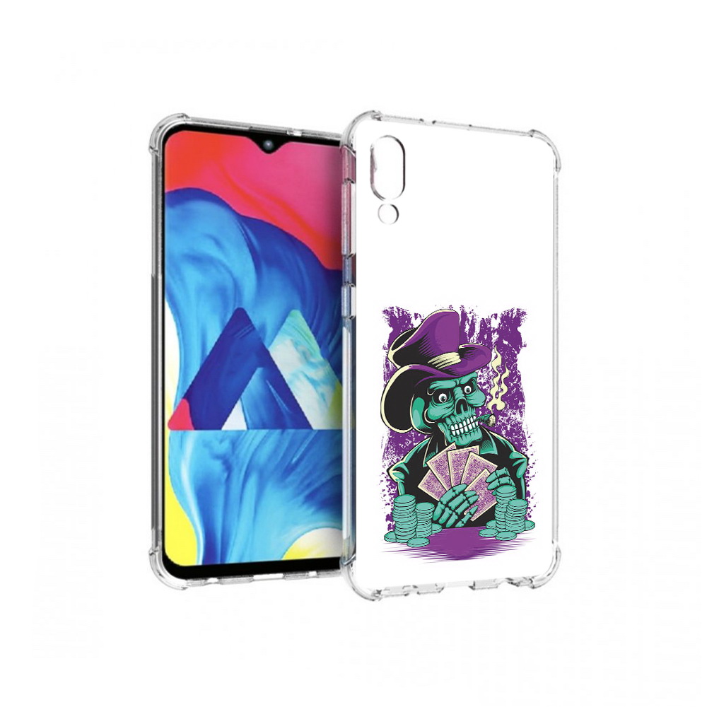 Чехол MyPads Tocco для Samsung Galaxy M10 зеленый череп с картами (PT128878.532.361)