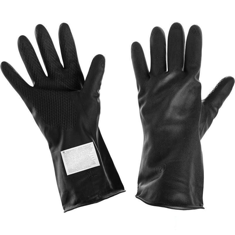 Перчатки защитные латексные КЩС тип 1, черные, размер 3 (XL), 1 пара (К50Щ50) напальчники медицинские латексные 2 размер 100 шт