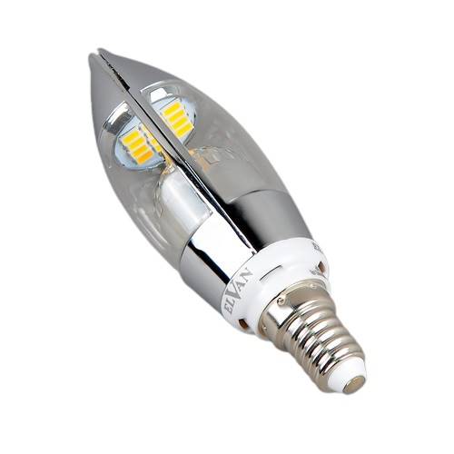 

E14-5w-3000k-dim-q68 Лампа Led (свеча хром диммируется) Elvan