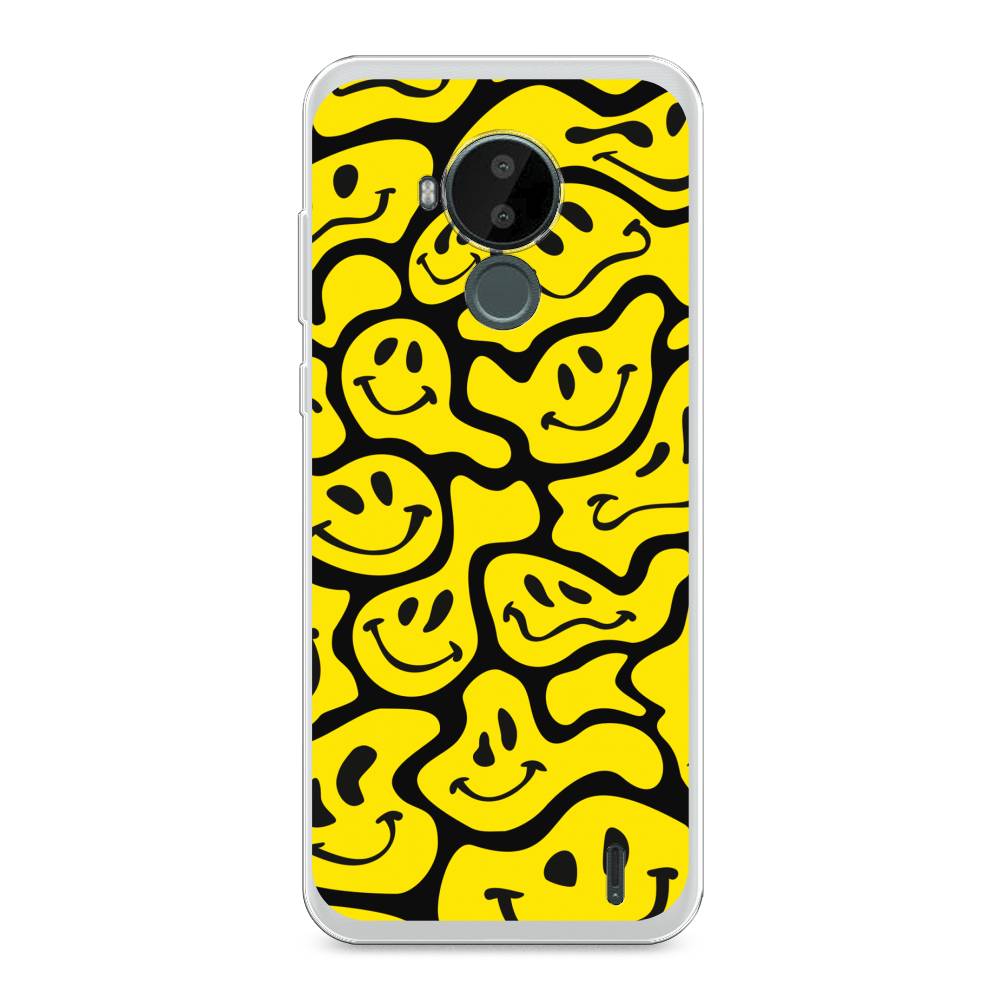 

Чехол на Nokia C30 "Расплывчатые смайлики желтые", Черный;желтый, 124850-6