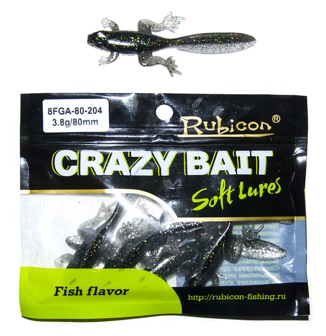 

Силиконовая приманка RUBICON Crazy Bait FGA 3.8g, 80mm, цвет 204 (6 шт), Черный, Crazy Bait FGA