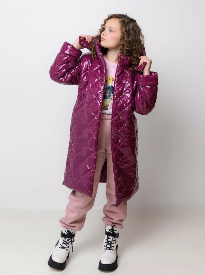 Пальто детское Стильные непоседы 1511, фиолетовый, 128