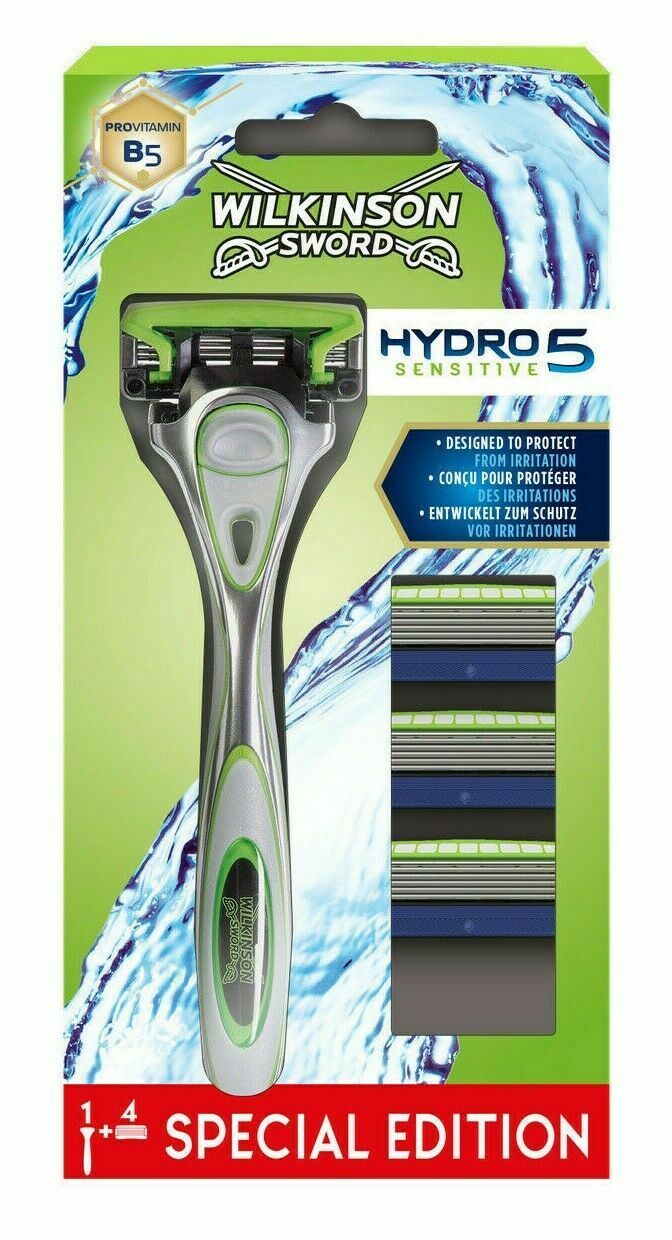 фото Станок бритвенный hydro5 с 4 кассетами / wilkinson sword hydro 5 sensitive