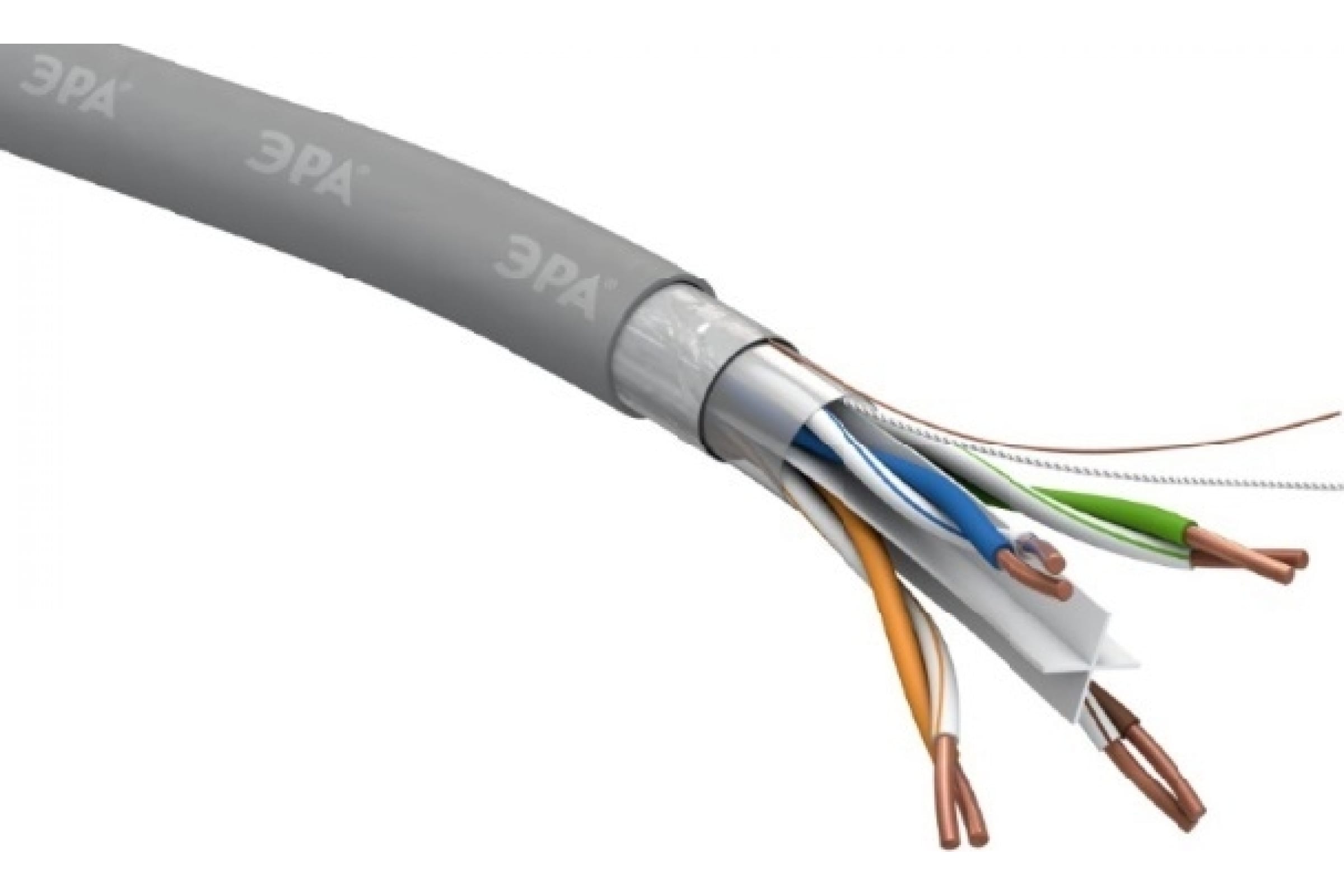 ЭРА Кабель витая пара F-4-PVC-6 F/UTP 4x2x23 AWG Cat 6 CU PVC 305 метров, Б0053026