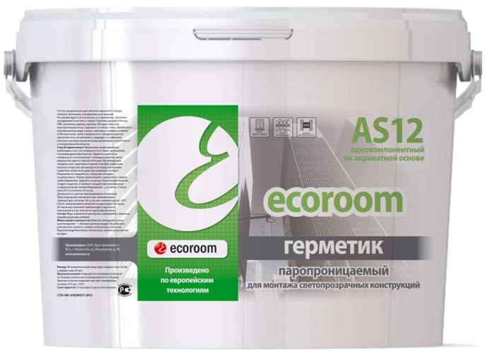 ECOROOM AS-12 герметик акриловый паропроницаемый белый 7кг 2343₽