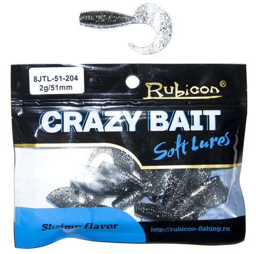

Силиконовая приманка RUBICON Crazy Bait JTL 2g, 51mm, цвет 204 (10 шт), Черный, Crazy Bait JTL
