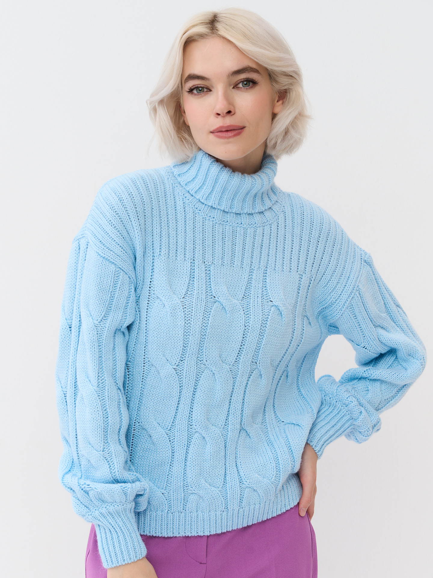 

Свитер женский BE YOU 7232-40105 голубой 48 RU, 7232-40105